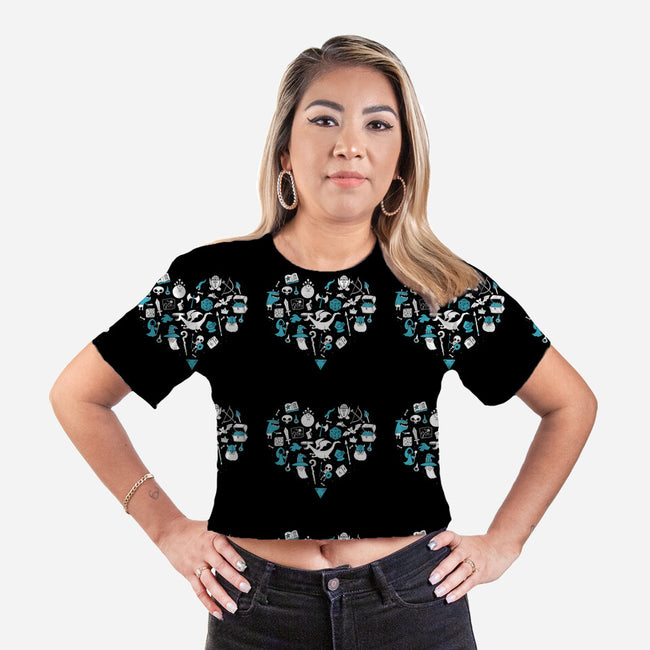 I Love Questing-womens all over print cropped tee-queenmob