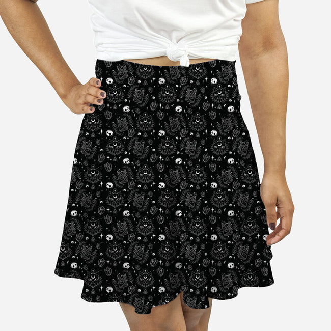 Lunar Spells-womens all over print skater skirt-ChocolateRaisinFury