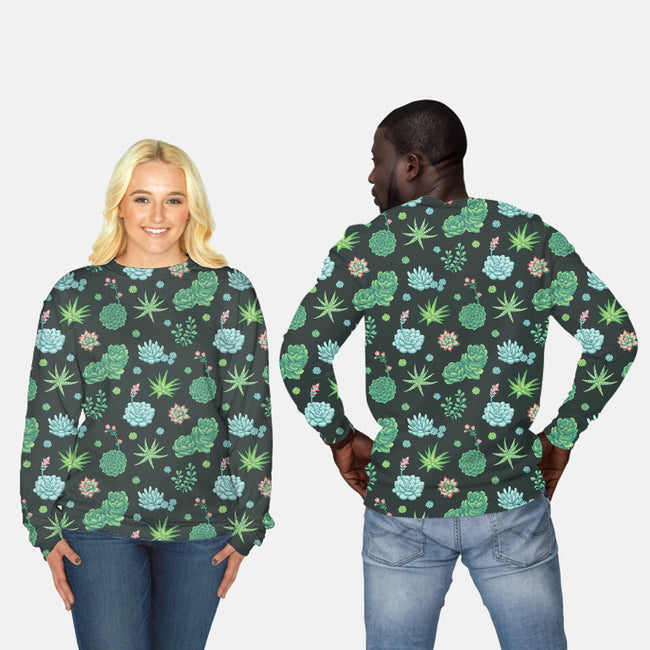 Succulents-unisex all over print crew neck sweatshirt-Kat_Haynes