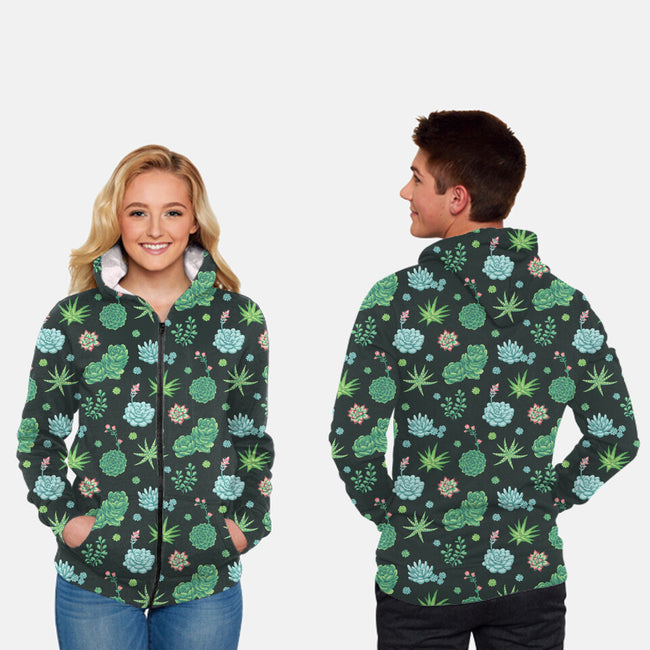 Succulents-unisex all over print zip-up sweatshirt-Kat_Haynes