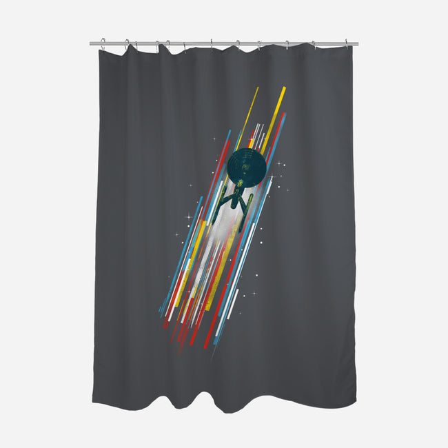 Warp Speed-none polyester shower curtain-kharmazero