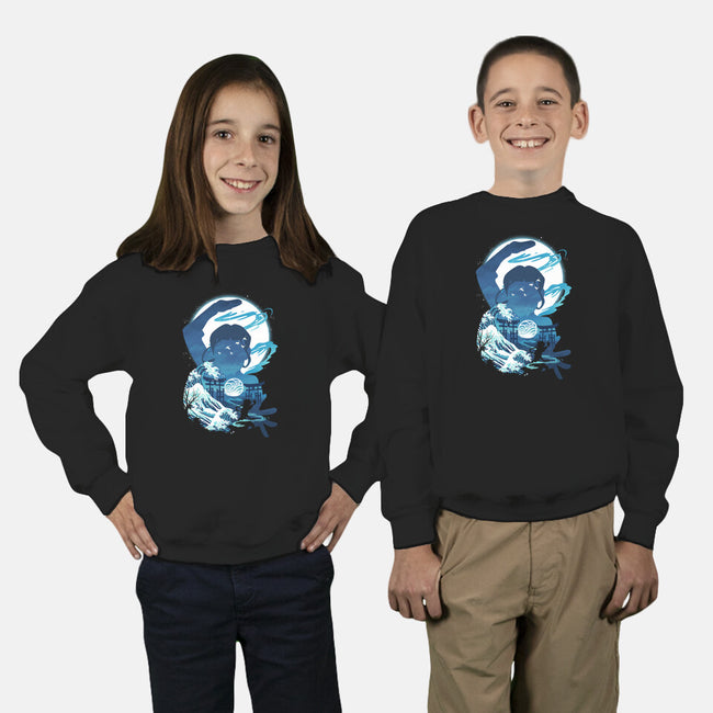 Waterbender Landscape-youth crew neck sweatshirt-dandingeroz