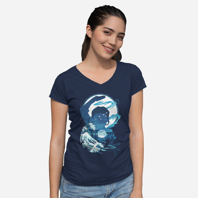 Waterbender Landscape-womens v-neck tee-dandingeroz