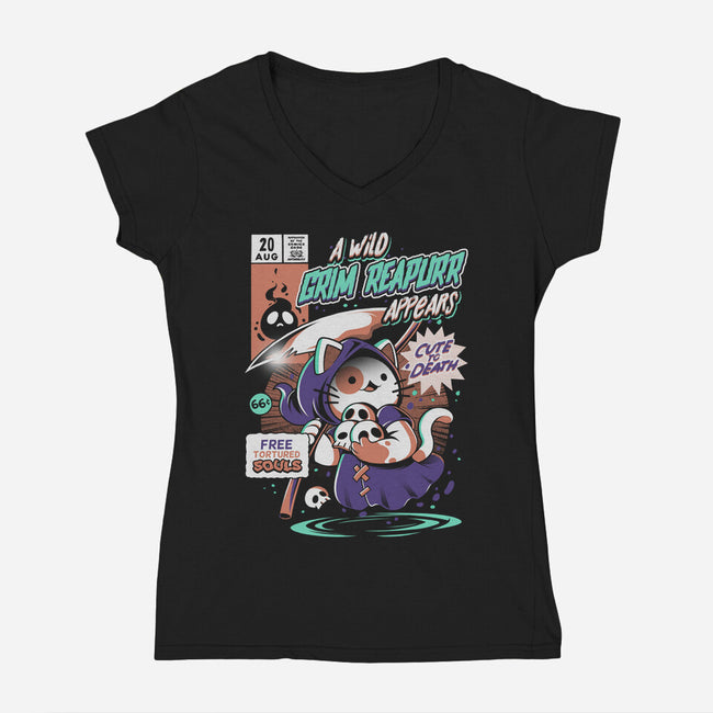 Grim Reapurr-womens v-neck tee-ilustrata