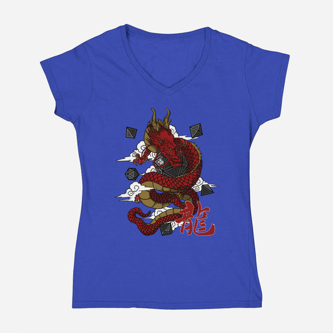 The Dice Dragon-womens v-neck tee-ShirtGoblin