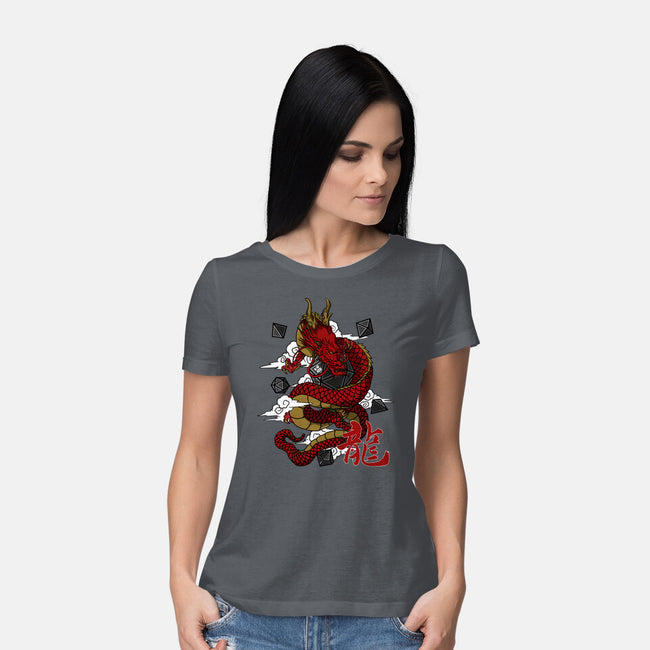 The Dice Dragon-womens basic tee-ShirtGoblin