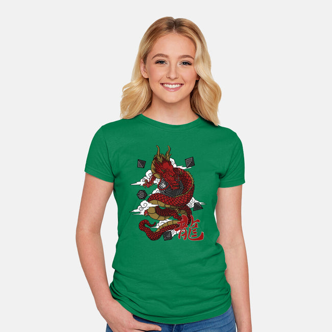 The Dice Dragon-womens fitted tee-ShirtGoblin
