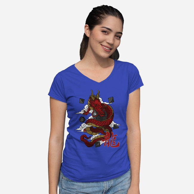 The Dice Dragon-womens v-neck tee-ShirtGoblin