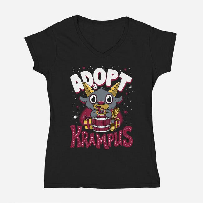 Adopt a Krampus-womens v-neck tee-Nemons