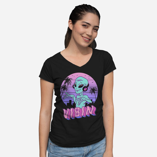 Alien Vibes!-womens v-neck tee-vp021