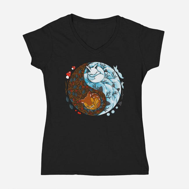 Winter Buddies-womens v-neck tee-Vallina84