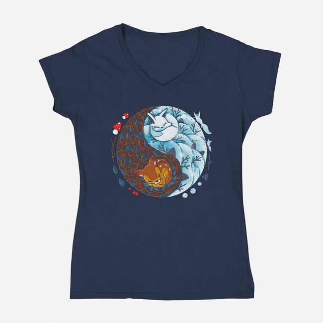 Winter Buddies-womens v-neck tee-Vallina84