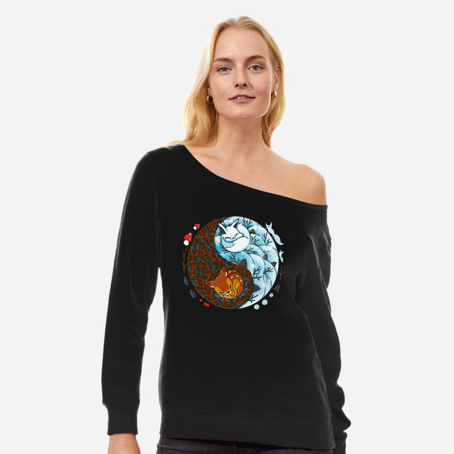 Winter Buddies-womens off shoulder sweatshirt-Vallina84