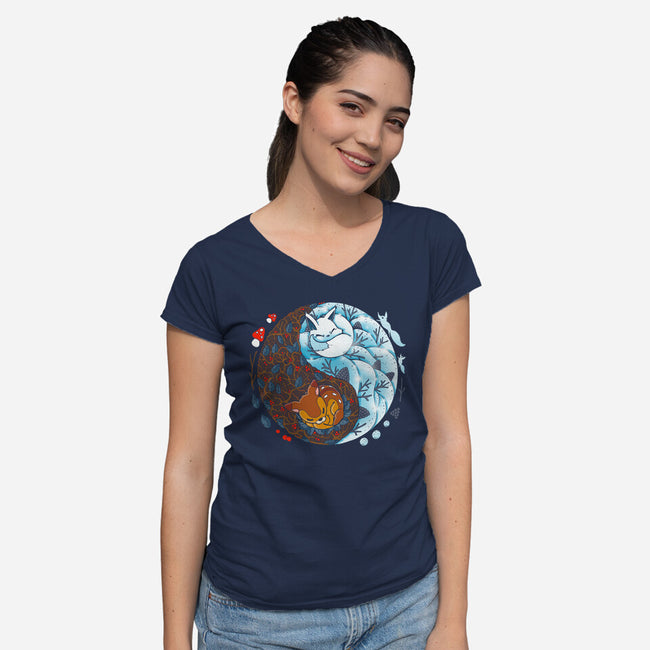 Winter Buddies-womens v-neck tee-Vallina84
