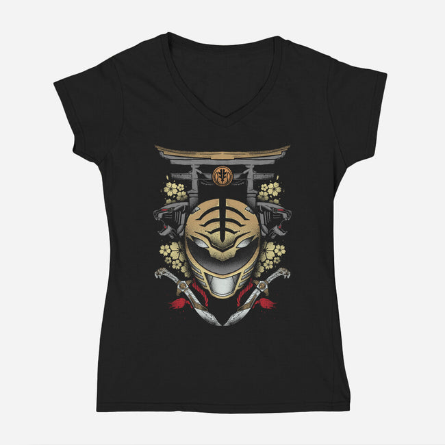 White Ranger-womens v-neck tee-RamenBoy