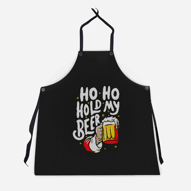 Ho Ho Hold My Beer-unisex kitchen apron-eduely