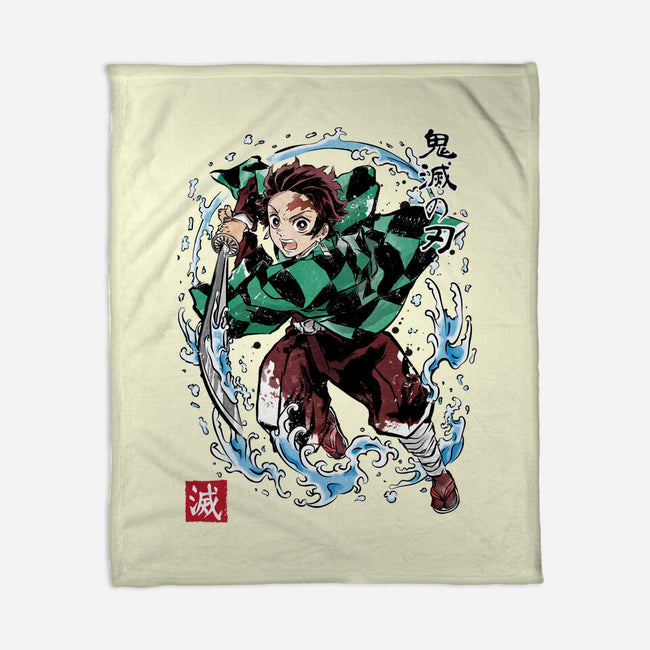 Tanjiro Sumi-E-none fleece blanket-DrMonekers