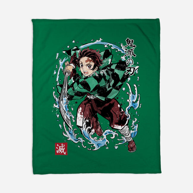 Tanjiro Sumi-E-none fleece blanket-DrMonekers