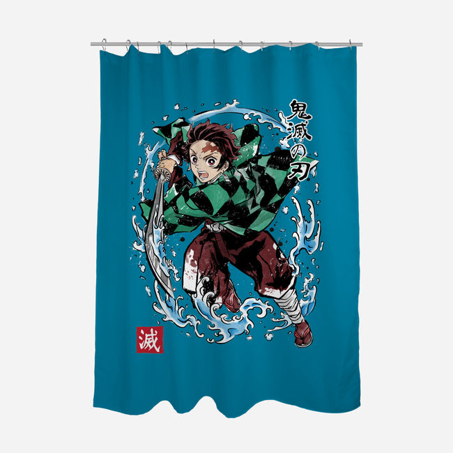 Tanjiro Sumi-E-none polyester shower curtain-DrMonekers