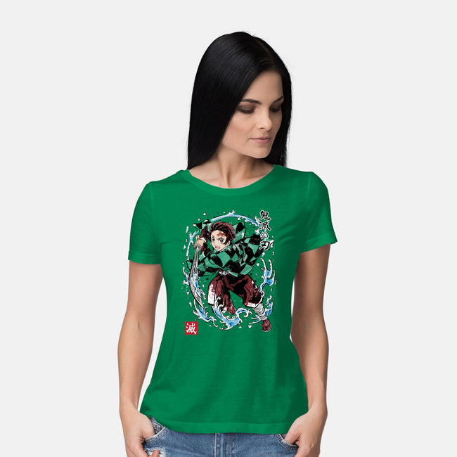 Tanjiro Sumi-E-womens basic tee-DrMonekers