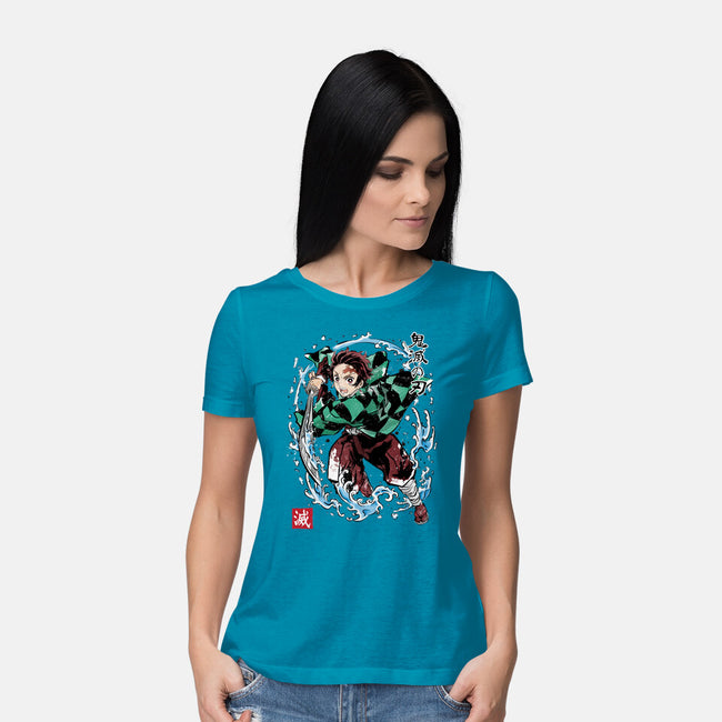 Tanjiro Sumi-E-womens basic tee-DrMonekers