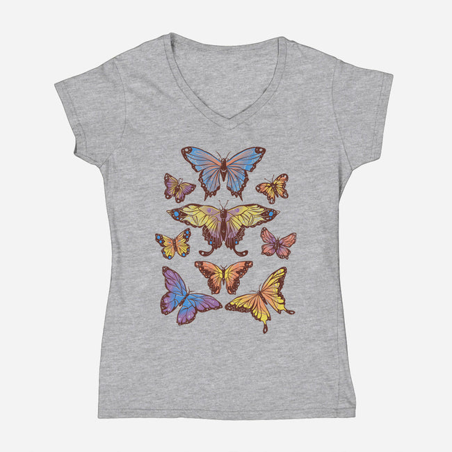 Butterflies-womens v-neck tee-eduely