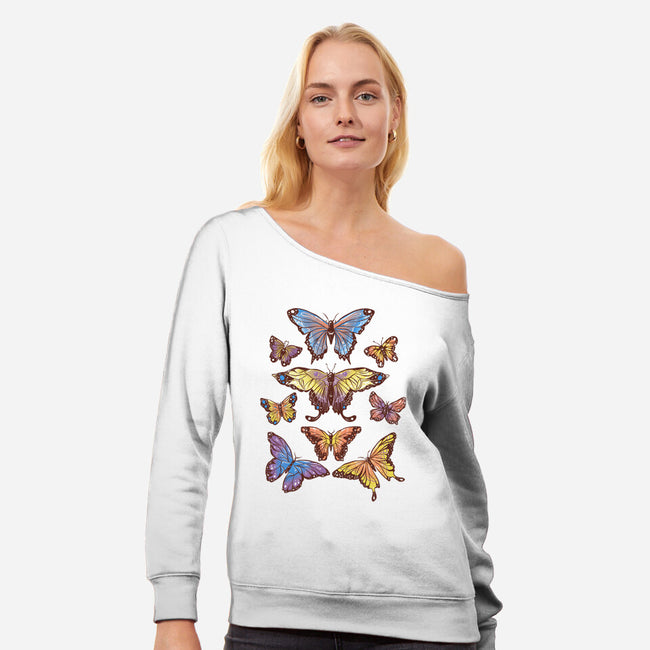 Butterflies-womens off shoulder sweatshirt-eduely
