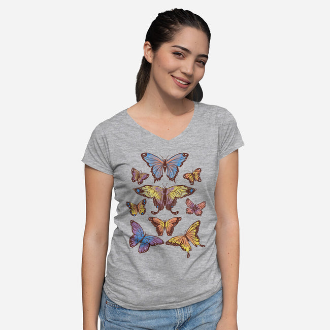 Butterflies-womens v-neck tee-eduely