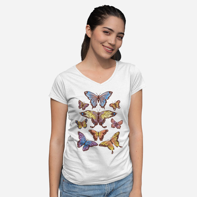 Butterflies-womens v-neck tee-eduely