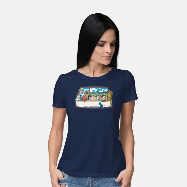 Anime Dinner-womens basic tee-trheewood