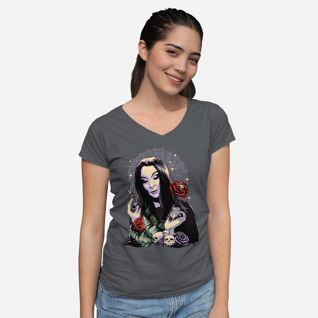 Sweet Morticia-womens v-neck tee-heydale