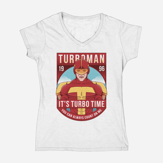 It's Turbo Time-womens v-neck tee-Alundrart