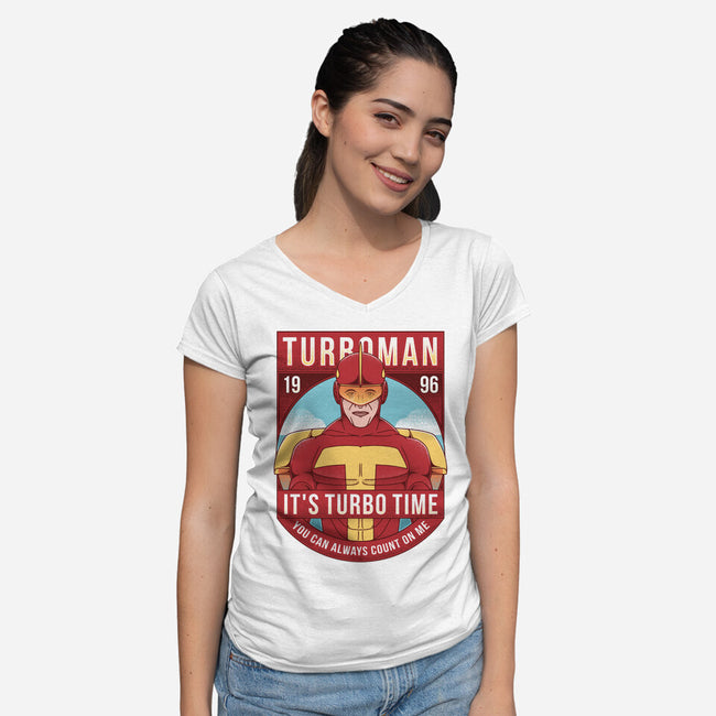 It's Turbo Time-womens v-neck tee-Alundrart