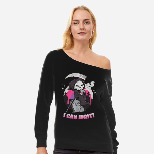 I Can Wait-womens off shoulder sweatshirt-yumie
