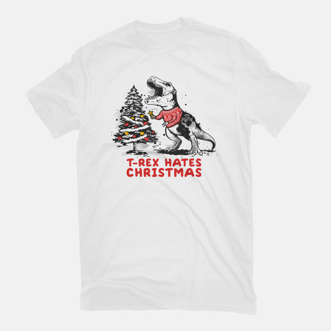 T-Rex Hates Christmas-womens basic tee-NemiMakeit