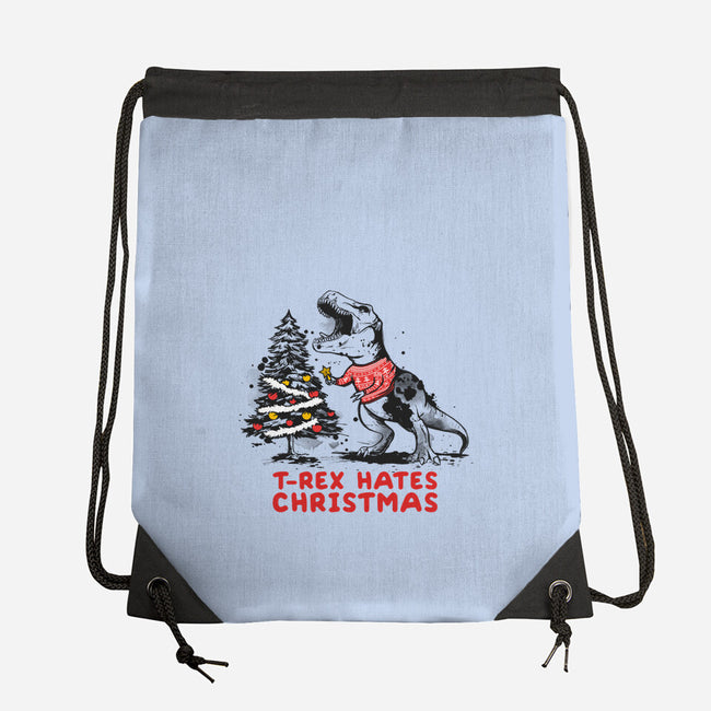 T-Rex Hates Christmas-none drawstring bag-NemiMakeit
