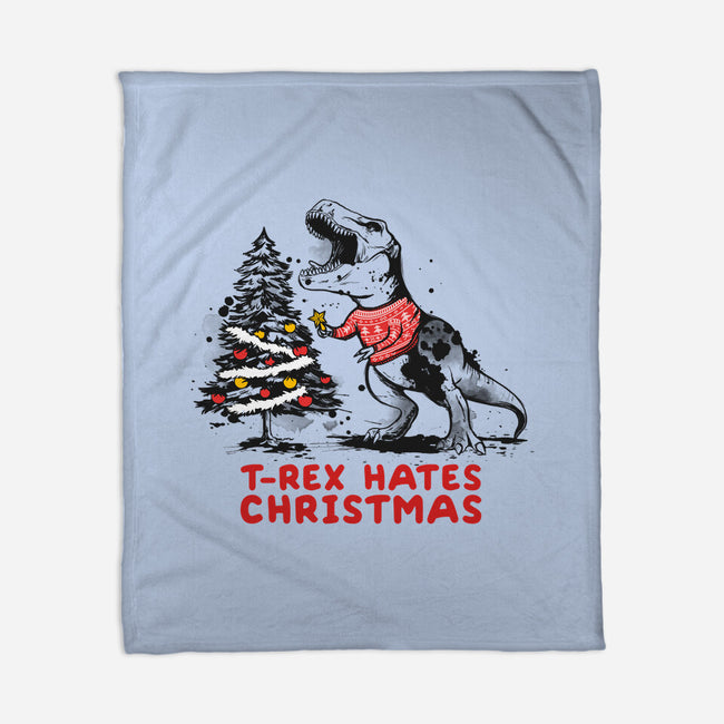 T-Rex Hates Christmas-none fleece blanket-NemiMakeit