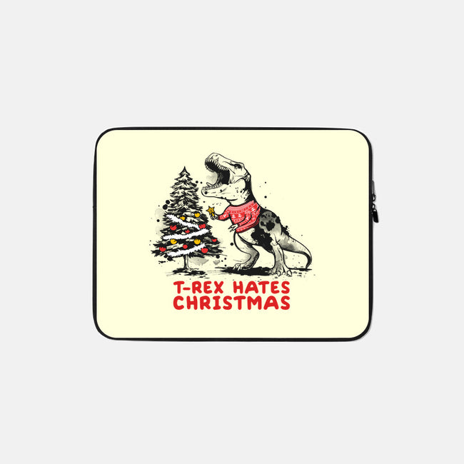 T-Rex Hates Christmas-none zippered laptop sleeve-NemiMakeit