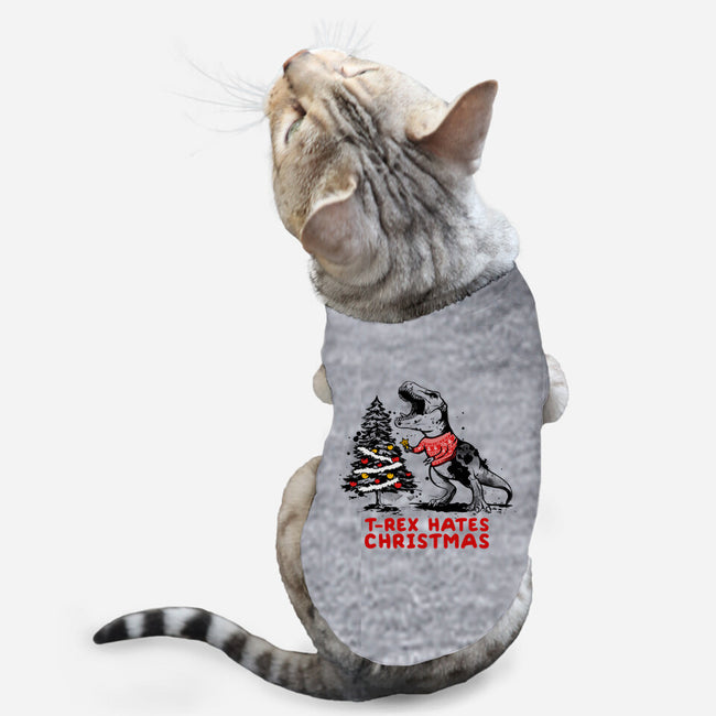 T-Rex Hates Christmas-cat basic pet tank-NemiMakeit