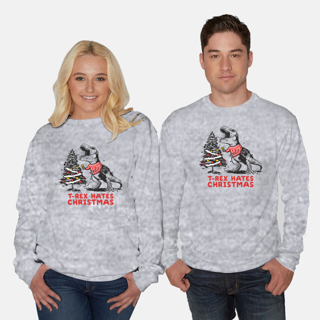 T-Rex Hates Christmas-unisex crew neck sweatshirt-NemiMakeit