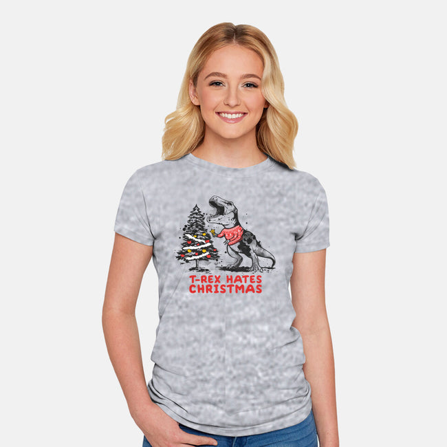 T-Rex Hates Christmas-womens fitted tee-NemiMakeit