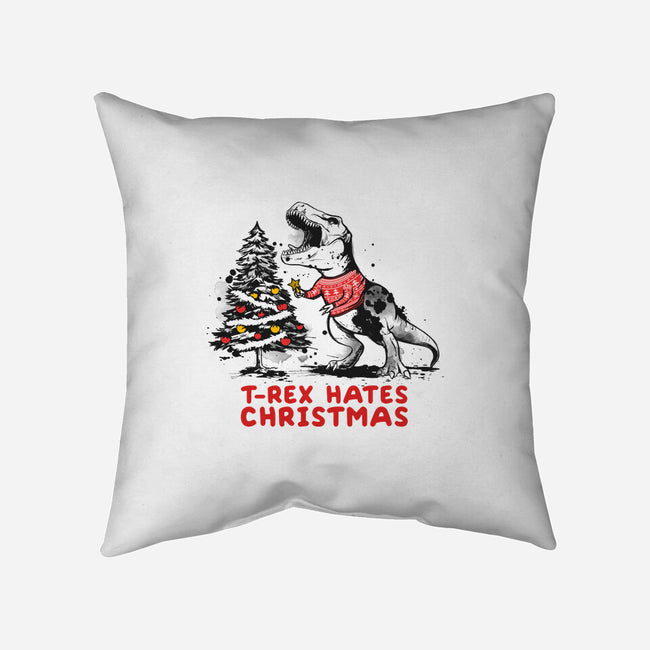 T-Rex Hates Christmas-none removable cover w insert throw pillow-NemiMakeit
