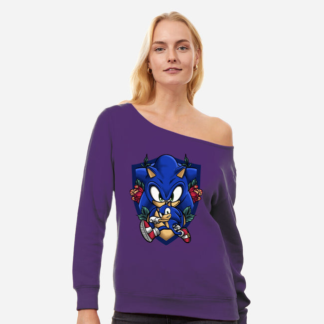 The Hedgehog-womens off shoulder sweatshirt-Badbone Collections
