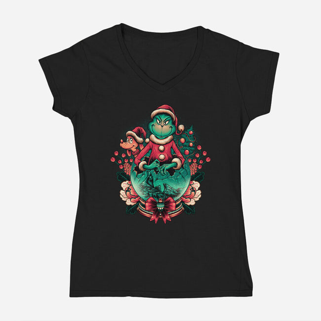 Too Grumpy For Christmas-womens v-neck tee-glitchygorilla