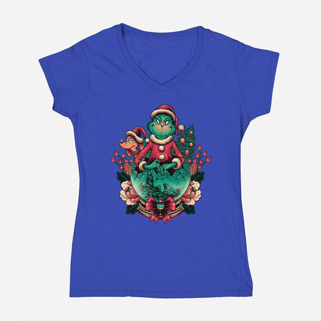 Too Grumpy For Christmas-womens v-neck tee-glitchygorilla