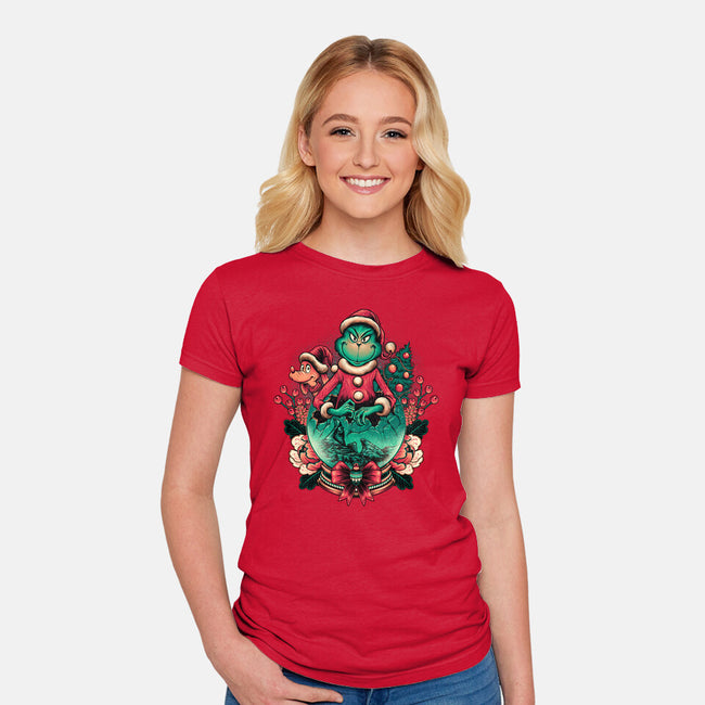 Too Grumpy For Christmas-womens fitted tee-glitchygorilla