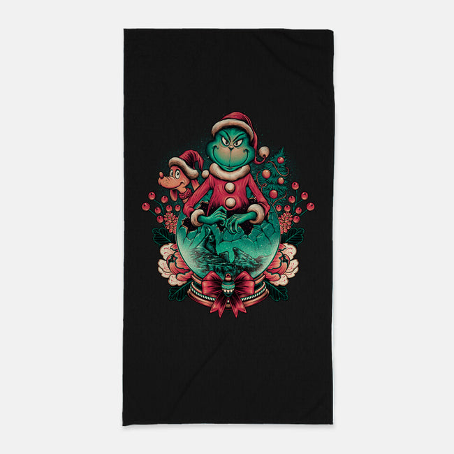 Too Grumpy For Christmas-none beach towel-glitchygorilla