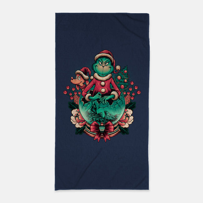 Too Grumpy For Christmas-none beach towel-glitchygorilla