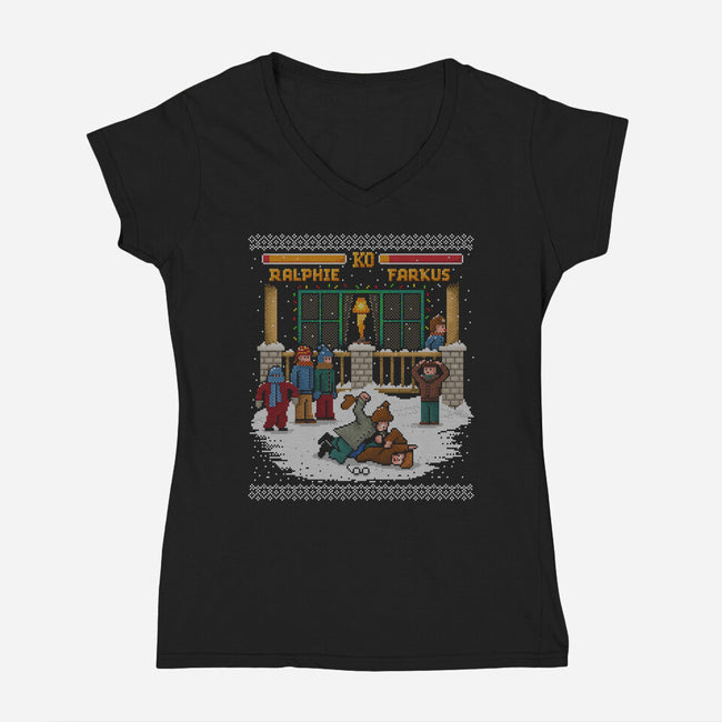 The Christmas Fight-womens v-neck tee-kg07