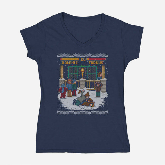 The Christmas Fight-womens v-neck tee-kg07